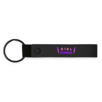 GIRL POWER - Girls Women's Lucky Charm - Matte Pu Keyring - black - Front