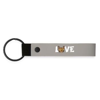 Portrait de race de chat Bengal Chat amoureux de l’animal de compagnie Gi - Porte-clés en PU mat - gris clair - Devant