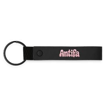 Antifa – Antifaschistisches Merch - Matte PU Schlüsselanhänger - Schwarz - Vorne