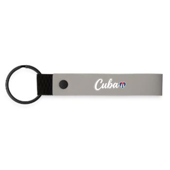 Scénario cubain avec cœur de drapeau Fan patriotique - Porte-clés en PU mat - gris clair - Devant