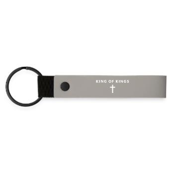 King Of Kings Minimalist Faith Jesus Christian - Matte PU Schlüsselanhänger - Hellgrau - Vorne