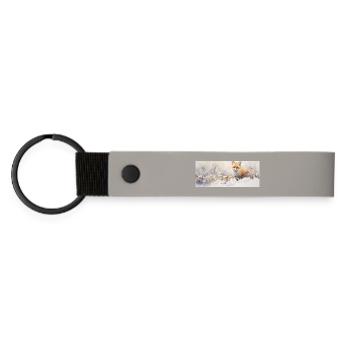 Renard paysage neige - Porte-clés en PU mat - gris clair - Devant