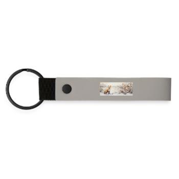 Renard paysage neige - Porte-clés en PU mat - gris clair - Devant