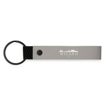 Milan Skyline, Milan Italy - Matte Pu Keyring - light grey - Front