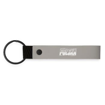 Polska Outline Font Design - Matte Pu Keyring - light grey - Front