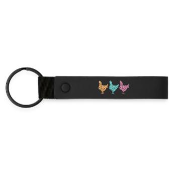 Fans de poulet - Coq - Coq - Poulet fleur - Bio - Porte-clés en PU mat - noir - Devant