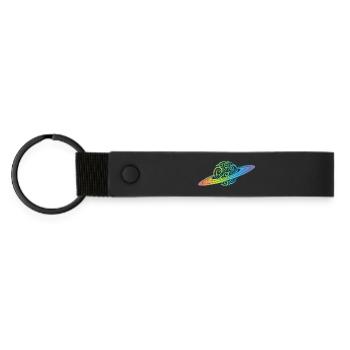 Planet Regenbogen - Matte PU Schlüsselanhänger - Schwarz - Vorne