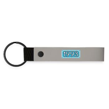 Geburtsjahr 1993 - Jahreszahl 93 - SCHRIFTZUG - Matte PU Schlüsselanhänger - Hellgrau - Vorne