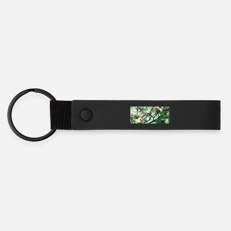 Magnolia Vintage Design - Porte-clés en PU mat - noir