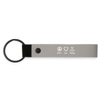 Peace Love Hockey - Matte Pu Keyring - light grey - Front