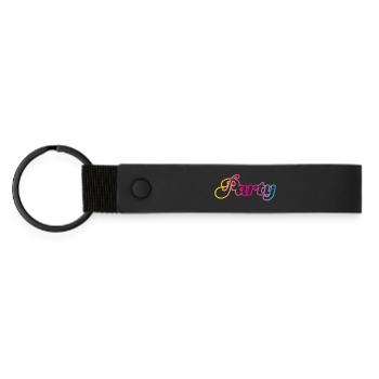 Party Schnörkel feiern bunt Regenbogen Kontur Fun - Matte PU Schlüsselanhänger - Schwarz - Vorne