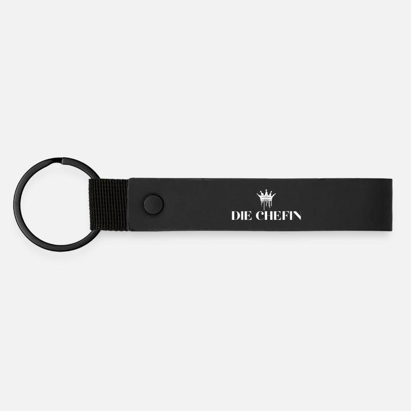Die Chefin Krone Chefin Geschenke - Matte PU Schlüsselanhänger - Schwarz