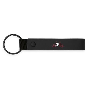 Aerial Silk In A Heartbeat Shirt - Matte Pu Keyring - black - Front