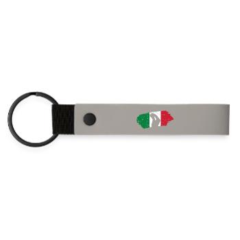 Silhouette Hand with Italian Flag Background - Matte Pu Keyring - light grey - Front