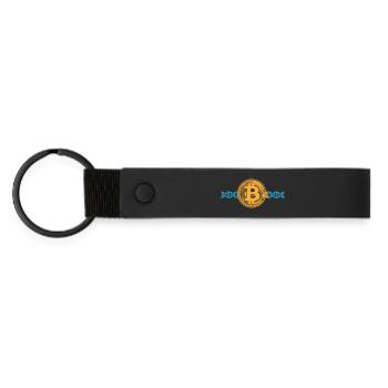 Crypto Bitcoin DNA DNS | Farben änderbar - Matte PU Schlüsselanhänger - Schwarz - Vorne