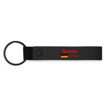 Berlin, Allemagne- Imprimés élégants - Porte-clés en PU mat - noir - Devant