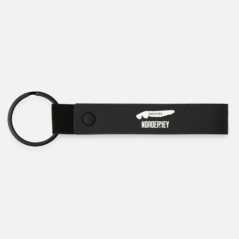 Norderney | Island with coordinates - Matte Pu Keyring - black