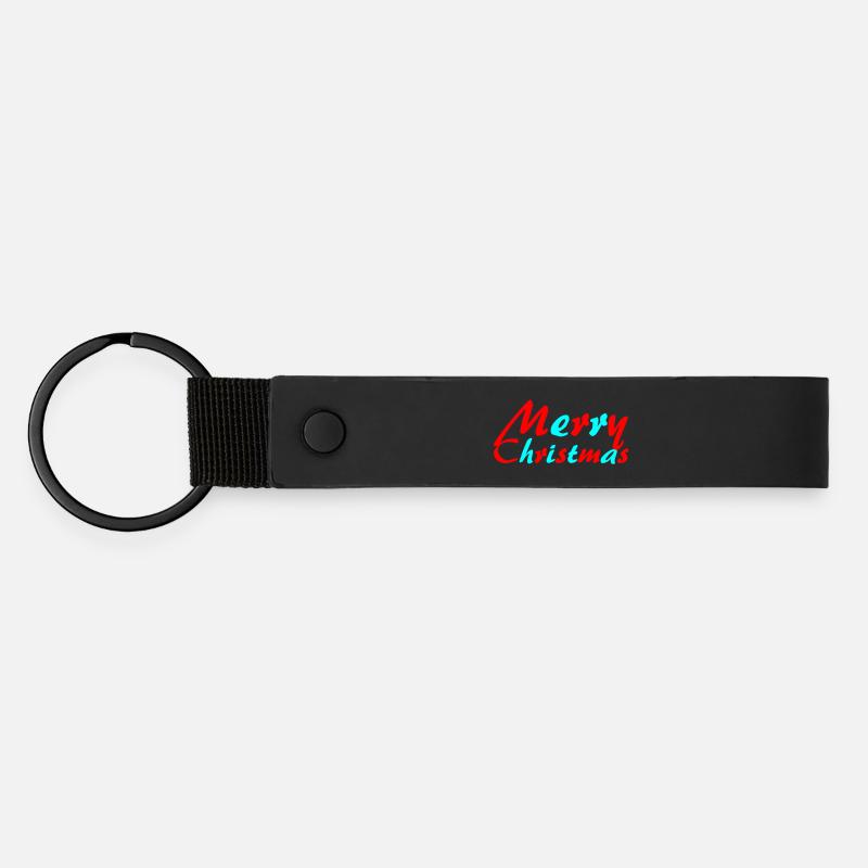 Merry Christmas Neon Script - Matte Pu Keyring - black