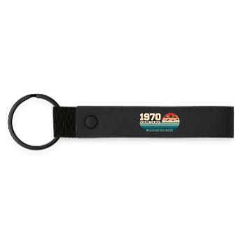 55e anniversaire 1970 Vintage Coucher de soleil rétro des années 1970 - Porte-clés en PU mat - noir - Devant