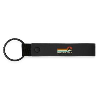 On Cruise Mode Tropical Summer Vacation Cruising - Matte Pu Keyring - black - Front