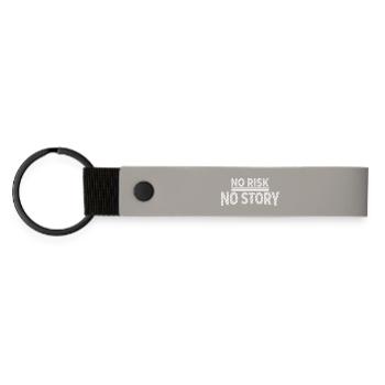 NO RISK NO STORY Adventure Statement - Matte Pu Keyring - light grey - Front