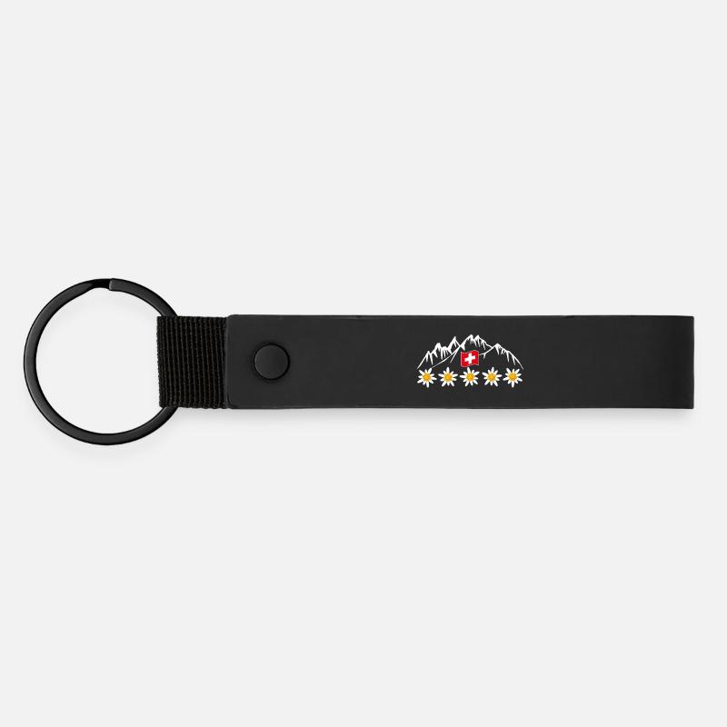 Suisse, montagnes, glaciers, vacances - Porte-clés en PU mat - noir