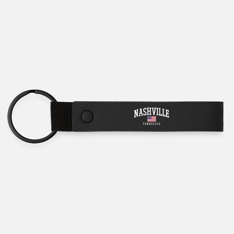 Nashville Vintage Bow Drapeau des États-Unis - Porte-clés en PU mat - noir