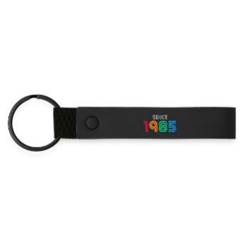 Since 1985 | Vintage Retro Colorful Year  - Matte Pu Keyring - black - Front