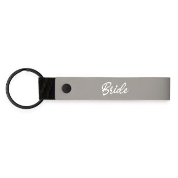 Bride Matching Engagement Bridal Shower Wedding - Matte Pu Keyring - light grey - Front