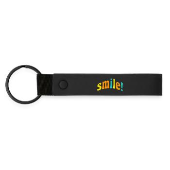 Smile! - Matte Pu Keyring - black - Front
