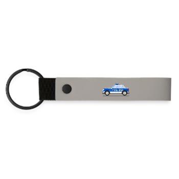 Voiture de police en bleu et argent - Porte-clés en PU mat - gris clair - Devant