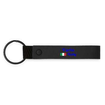 Turin, Italy - Stylish prints - Matte Pu Keyring - black - Front