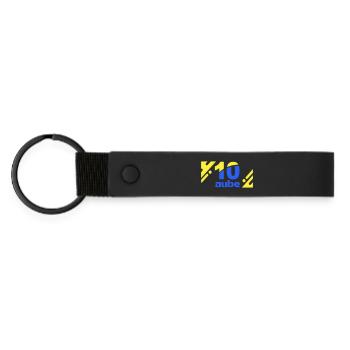 Ten Dawn Logo Blue Yellow - Matte Pu Keyring - black - Front