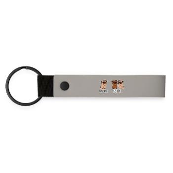 One pug - two M? Yes, what exactly? funny dogs! - Matte Pu Keyring - light grey - Front