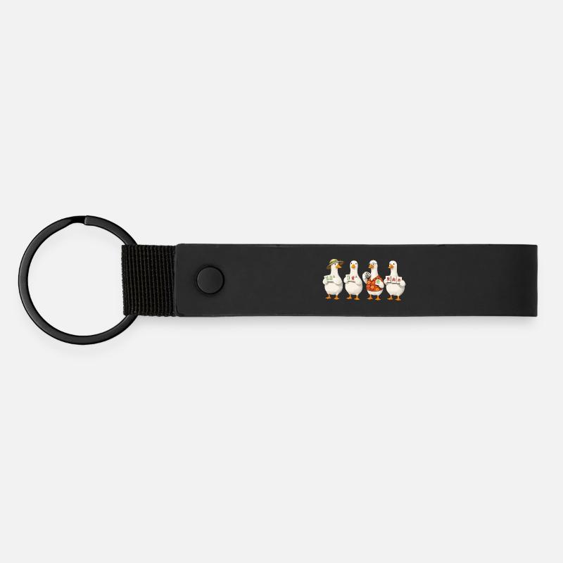 Oie de Mahjong - Porte-clés en PU mat - noir