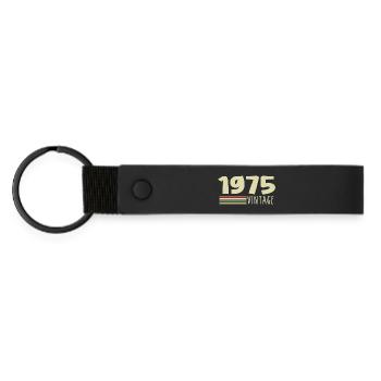 1975-Anniversary-1975-retro-1975 - Matte Pu Keyring - black - Front