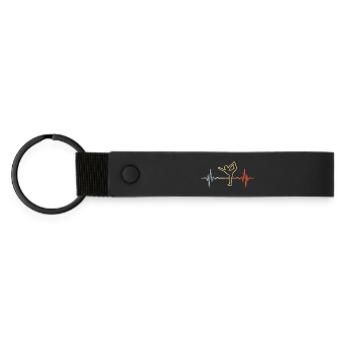 Yoga Heartbeat Retro Look - Matte Pu Keyring - black - Front