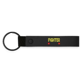 FIGHTER text base - Matte Pu Keyring - black - Front