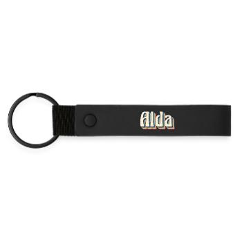Alda Retro Vintage T-Shirt Geschenkidee T-Shirt - Matte PU Schlüsselanhänger - Schwarz - Vorne