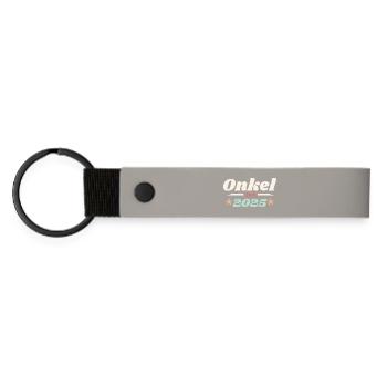 Onkel Est 2025 Ich werde Onkel Retro Style - Matte PU Schlüsselanhänger - Hellgrau - Vorne