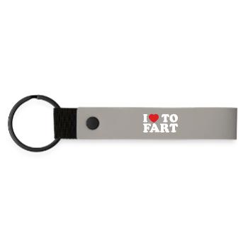 Cœur Rouge Sur Fond Noir "I Love To Fart" - Porte-clés en PU mat - gris clair - Devant