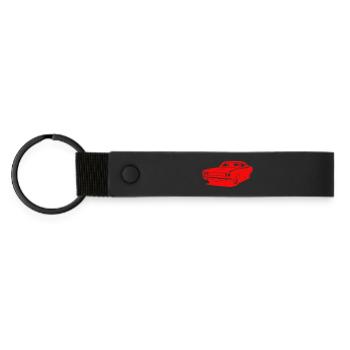 Retro Sports Car Silhouette Design - Matte Pu Keyring - black - Front