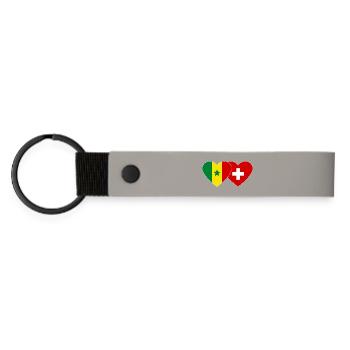Sénégal Suisse Drapeau Coeur - Porte-clés en PU mat - gris clair - Devant