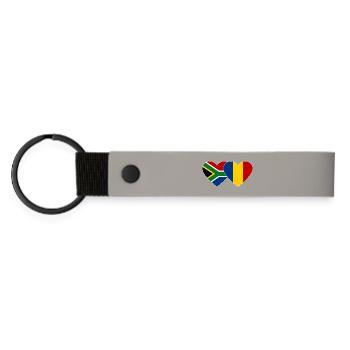 Afrique du Sud Roumanie Drapeau Coeur - Porte-clés en PU mat - gris clair - Devant