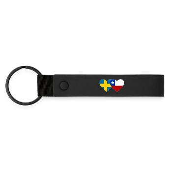 Sweden Chile Flag Heart - Matte Pu Keyring - black - Front