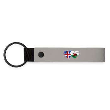Cœur du drapeau islandais du pays de Galles utilisé - Porte-clés en PU mat - gris clair - Devant