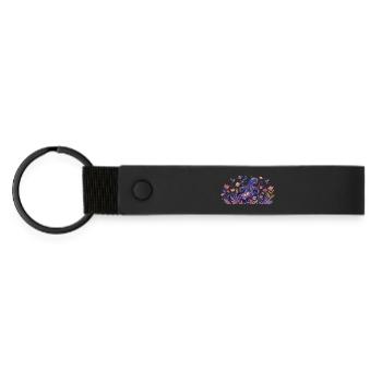 Poulpe cosmique dans le royaume des fleurs Art abstrait - Porte-clés en PU mat - noir - Devant