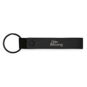 You Belong Typography Design Minimalist Taupe - Matte Pu Keyring - black - Front