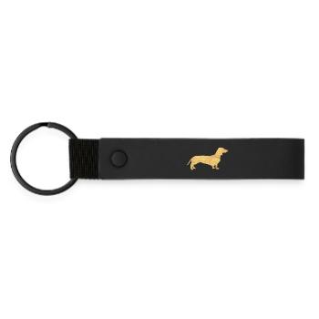 Teckel or maître maîtresse chien chien fan de chien animal - Porte-clés en PU mat - noir - Devant