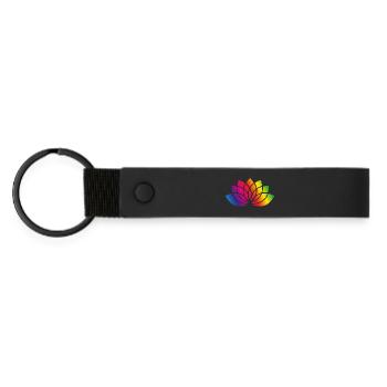 colorée fleurs stylisées symbole - Porte-clés en PU mat - noir - Devant